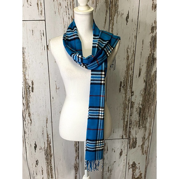 Blue Plaid Scarf - Picture 1 of 3